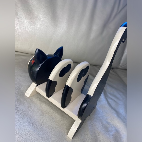 Cat Letter Holder, Carved Wood, Hand Painted - Picture 3 of 11